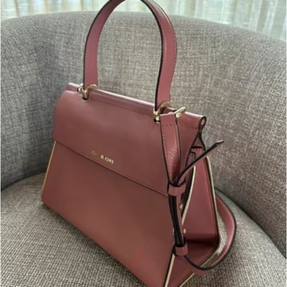 Michael Kors Rose Pink Jasmine Satchel Purse Quiet Luxury Structured Leather Bag - Picture 10 of 14
